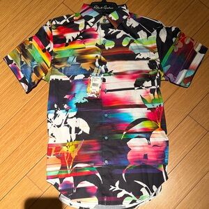 Robert Graham Vibrant Striped Floral Men's Shirt